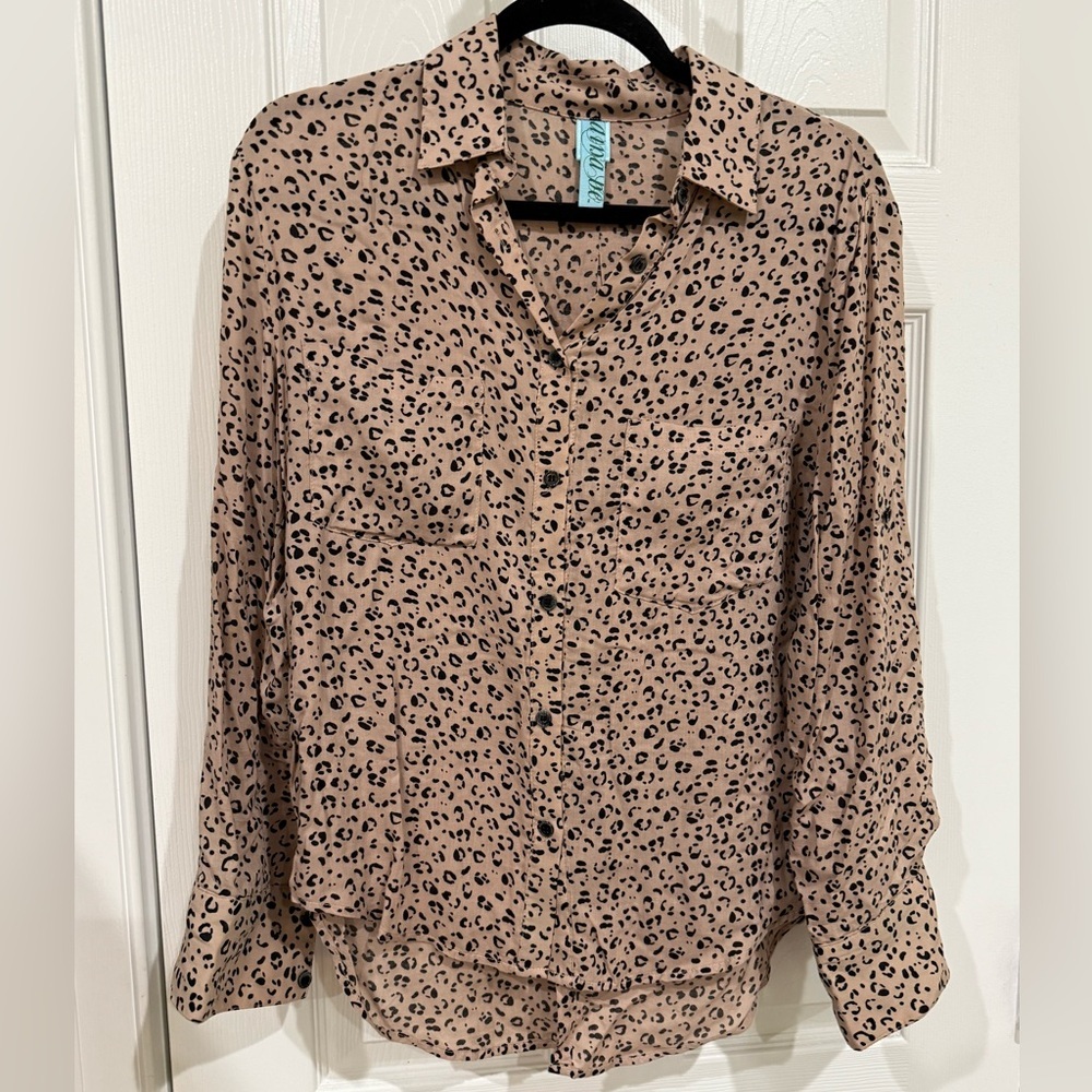 Leopard Print Button-Up Blouse
